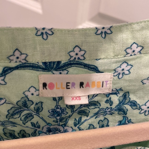 Roller Rabbit XXS Dress linen / lined light green and blue - Picture 2 of 4